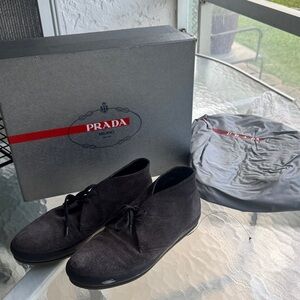 Prada Men's Dark Gray Chukka Boots